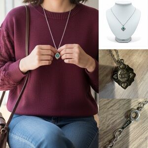 Sterling Silver Turquoise Copper Matrix Pendant Necklace